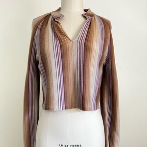 Beautiful Vintage Wool Stripe Crop Sweater S/M